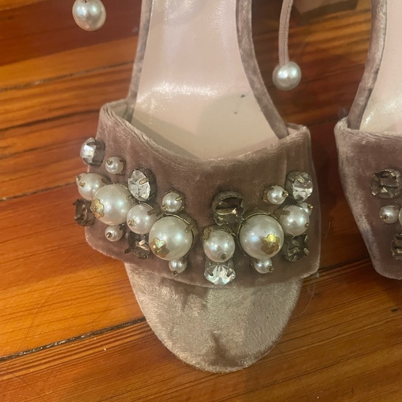 Kate Spade ankle tie heels. Velvet. Size 7. - Picture 2 of 7
